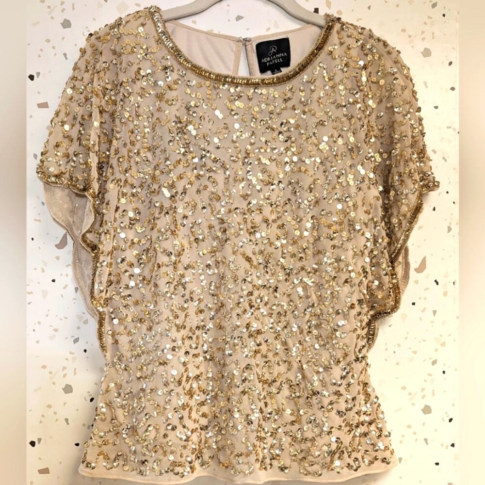 Adrianna Papell Sequin top Gold Size Small | 230628